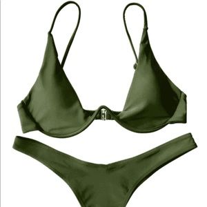olive green zaful swim suit top